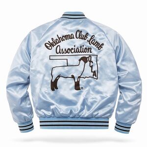 Vintage King Louie Pro Fit Mens Light Blue Satin Bomber Jacket Sz XS Mad…​​